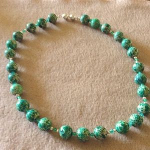 Jasper Necklace with Swarovski Crystals